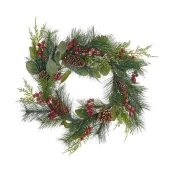 Fir Cone and Red Berry Wreath 48cm