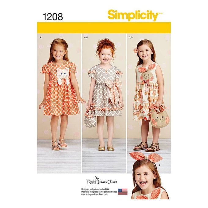 Simplicity Sewing Pattern Girl's Dress and Accessories