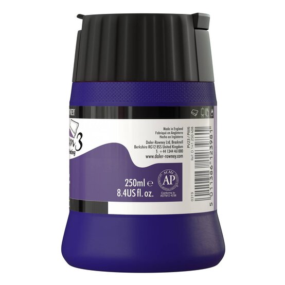 Daler-Rowney System3 Deep Violet Screen Printing Acrylic Ink 250ml image number 2
