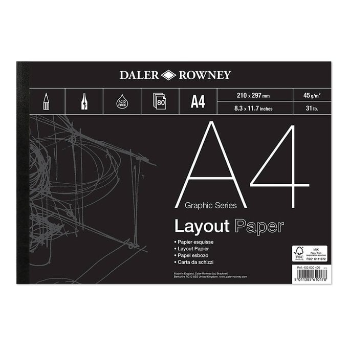 Daler-Rowney Graphic Series Layout Paper A4 80 Sheets image number 1