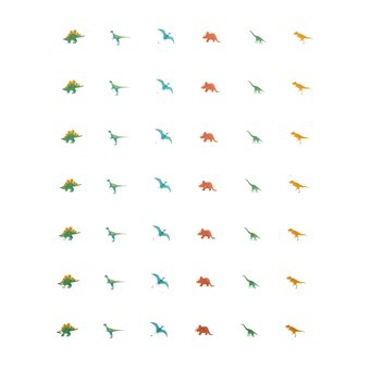 Adhesive Dinosaur Gems 42 Pack 