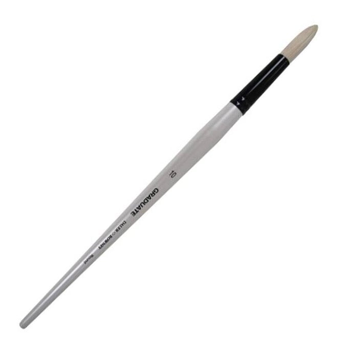 Daler-Rowney Long Handle Bristle Round Graduate Brush Size 10 White image number 1