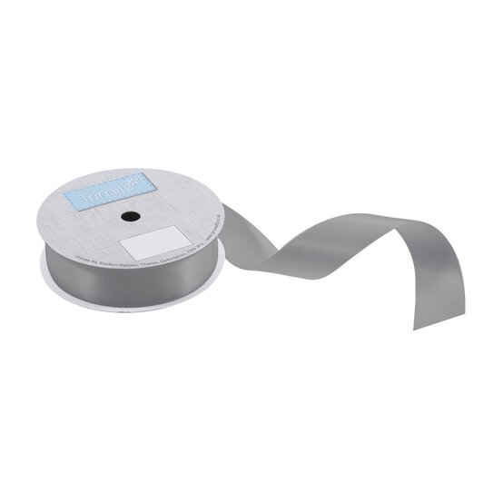 Trimits Metal Grey Double-Faced Satin Ribbon by the Metre 25mm image number 1