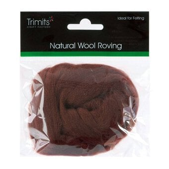 Trimits Chocolate Natural Wool Roving 10g