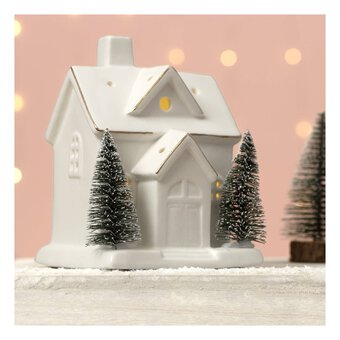 Glazed LED House with Trees 13.5cm