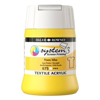 Daler-Rowney System3 Process Yellow Textile Screen Printing Acrylic Ink 250ml