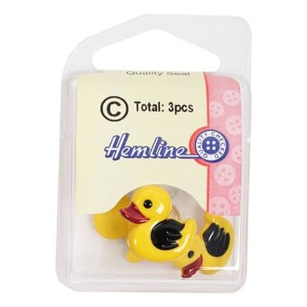 Hemline Yellow Novelty Duck Button 3 Pack image number 2