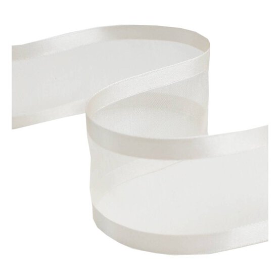 Ivory Organza Satin-Edged Ribbon 38mm x 4m image number 1