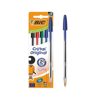 BIC Cristal Original Assorted Ballpoint Pens 5 Pack