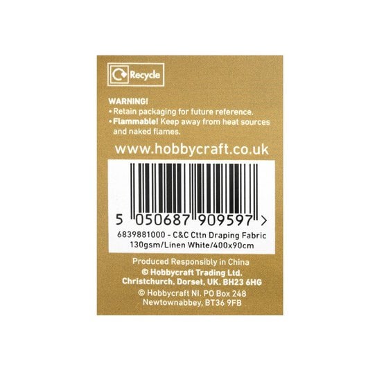 Create & Celebrate White Draping Fabric 4m x 90cm image number 5