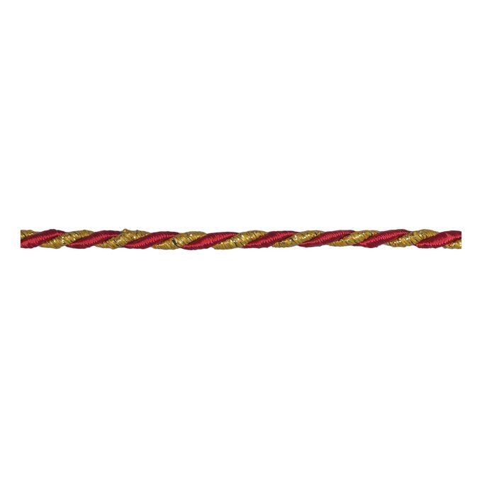 Red and Gold 6mm Cord Trim by the Metre image number 1