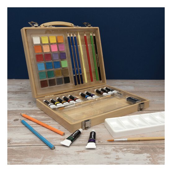 Watercolour Bamboo Box Art Set 50 Pieces image number 2