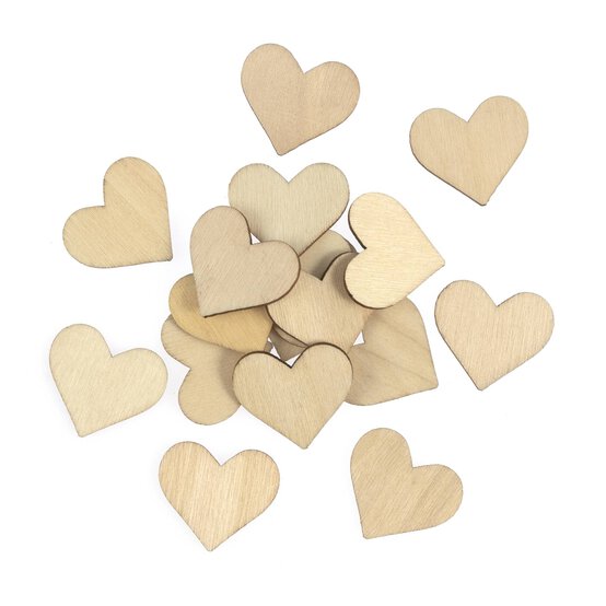 Natural Wooden Hearts 18 Pack  image number 1