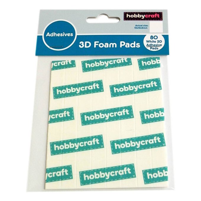 White Adhesive Foam Pads 12mm x 12mm x 2mm 80 Pieces