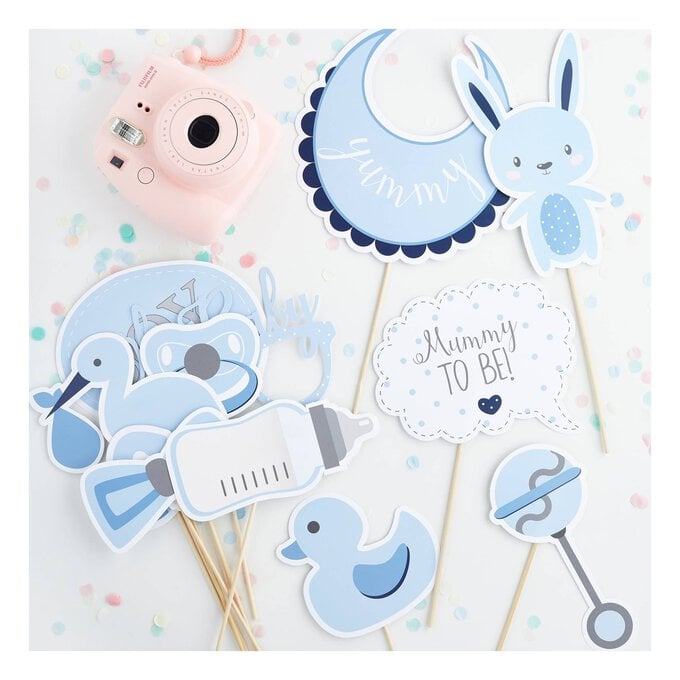 Blue Baby Shower Photo Booth Props 13 Pack image number 1