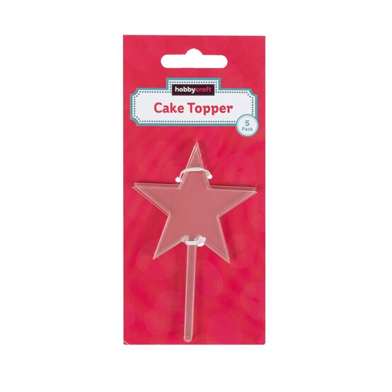 Clear Star Acrylic Cake Toppers 5cm x 9cm 5 Pack image number 4