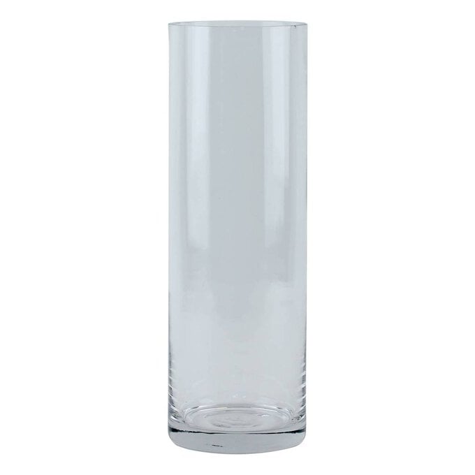 Clear Mouth Blown Glass Cylinder Vase 30cm x 10cm image number 1