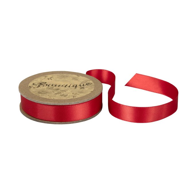 Poppy Red Double-Faced Satin Ribbon 12mm x 5m image number 1