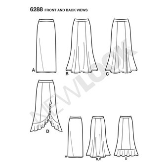 New Look Women's Knit Skirts Sewing Pattern 6288