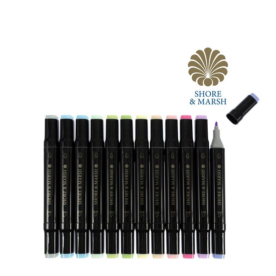 Shore & Marsh Pastel Dual Tip Art Markers 12 Pack image number 1