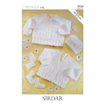Sirdar Snuggly 4 Ply Cardigan Hat Mittens and Bootees Digital Pattern 3930