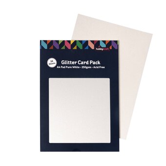Pure White Glitter Card A4 16 Pack 