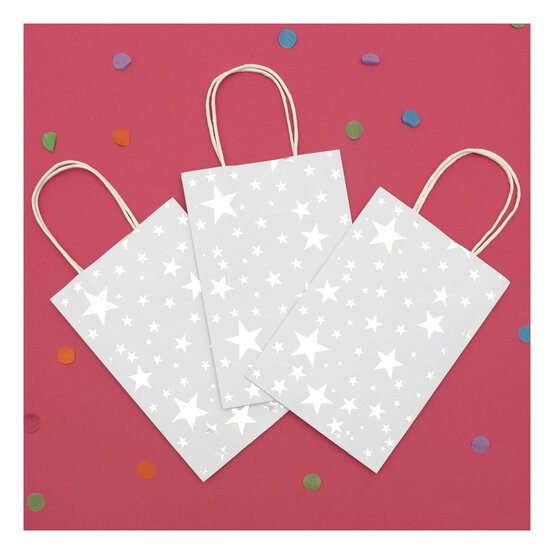 Silver Foil Star Paper Gift Bags 3 Pack image number 2
