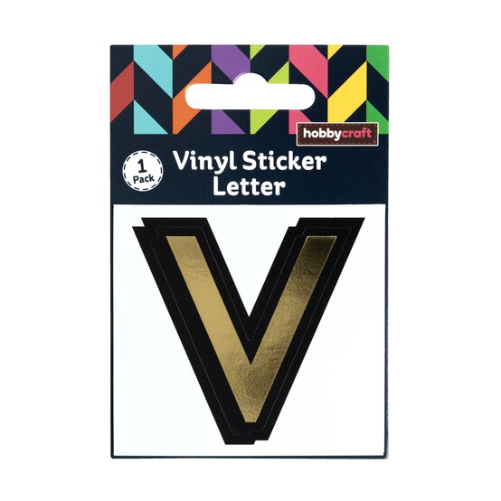 Black and Gold Vinyl Letter V Sticker 5cm image number 5