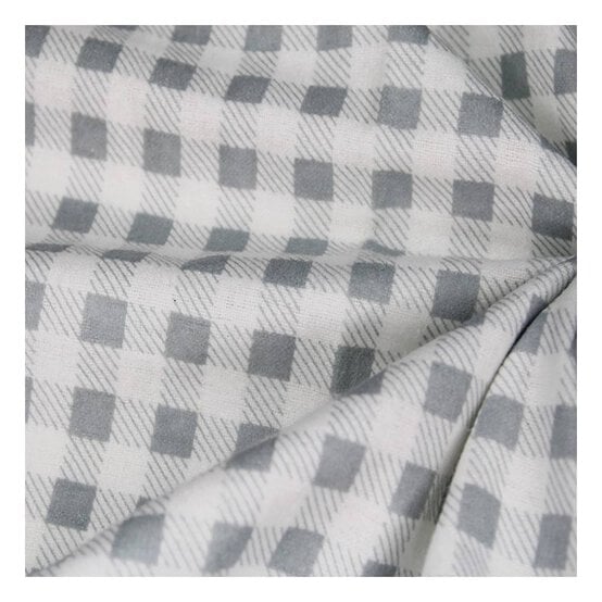 Light Grey Check Winceyette Polycotton Fabric by the Metre image number 3