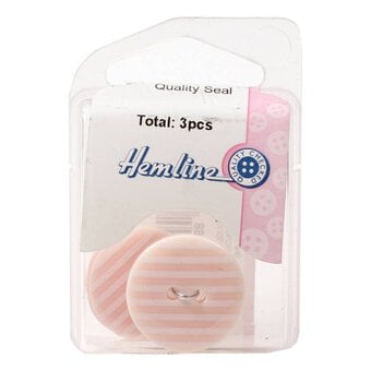 Hemline Pink Novelty Stripey Button 3 Pack