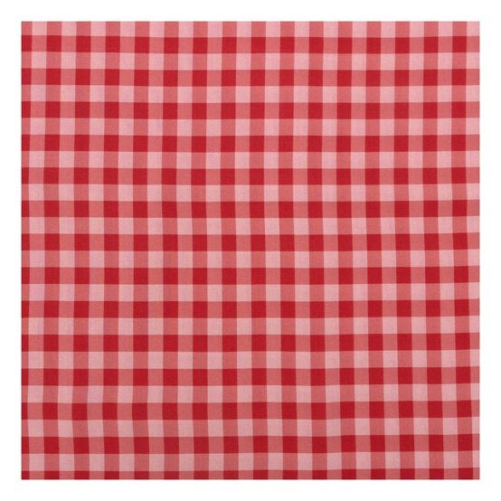 Red and Pink Gingham Viscose Fabric by the Metre image number 2
