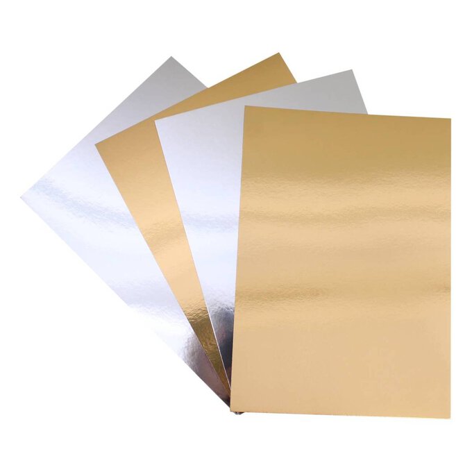 Gold and Silver Metallic Card A4 4 Pack image number 1