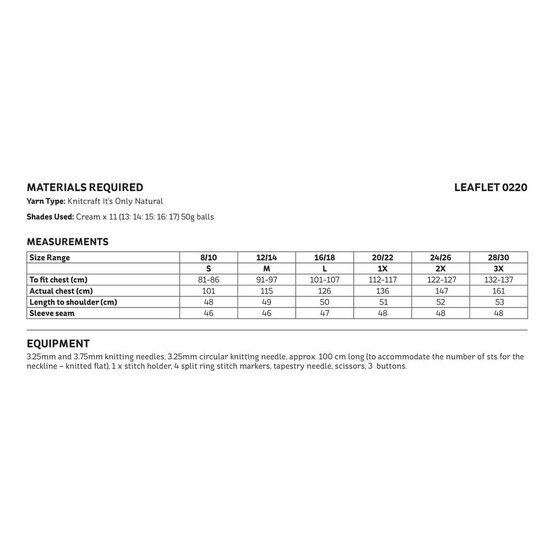 Knitcraft Cotton V-Neck Cardigan Pattern 0220 image number 2
