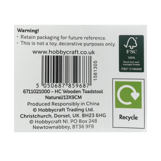 Wooden Toadstool 13cm image number 4