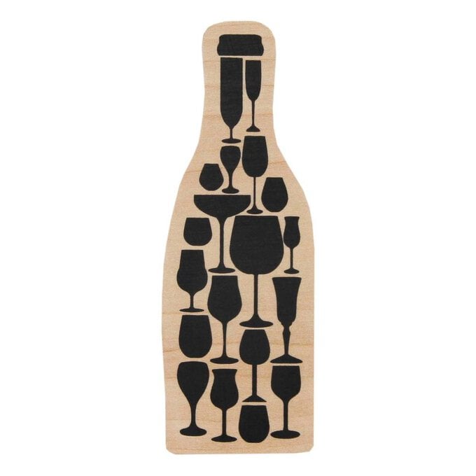 Wine Bottle Wooden Stamp 10cm x 3.5cm image number 1