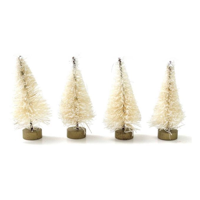 White Bottle Brush Christmas Tree 4 Pack