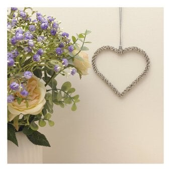 Silver Diamante Hanging Heart 10cm