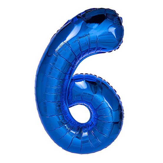 Extra Large Blue Foil Number 6 Balloon image number 1