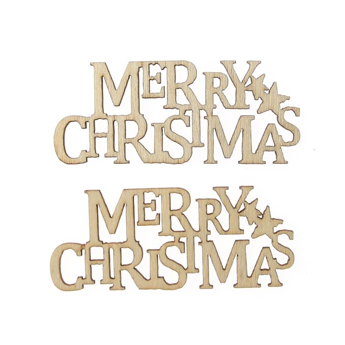 Natural Merry Christmas Wooden Toppers 2 Pack Hobbycraft
