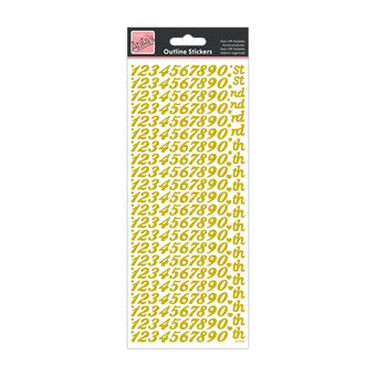 Anita's Gold Italic Number Outline Stickers