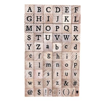 Alphabet Stamps, 40 Pcs Wooden Rubber Stamps - Set Of Capital Letter Number  And Symbol - Mini Letter Stamps And Ink Pad Set For Crafts, Card Making, P