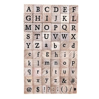 Typewriter Alphabet Wooden Stamp Set 60 Pieces