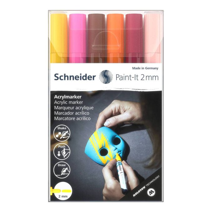 Schneider Set Acrylic Markers 2mm 6 Pack | Hobbycraft