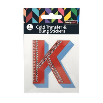 Cold Transfer and Bling Letter K Sticker Set