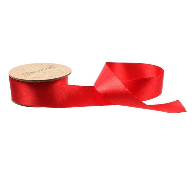 Poppy Red Double-Faced Satin Ribbon 24mm x 5m image number 1