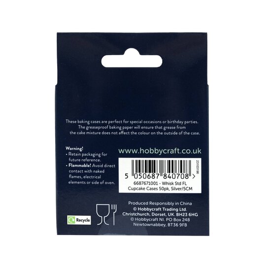 Whisk Silver Foil Cupcake Cases 50 Pack image number 5