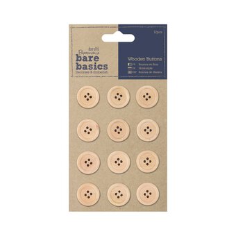 Papermania Natural Wooden Buttons 12 Pack