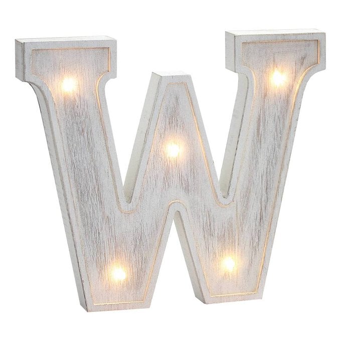 White Washed Wooden LED Letter W 21cm image number 1