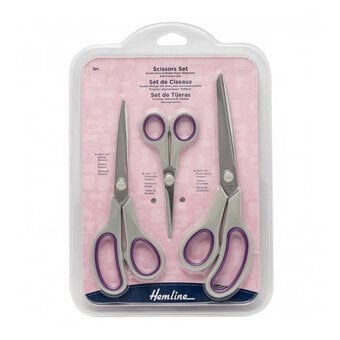 Hemline Soft Grip Scissors Set 3 Pieces