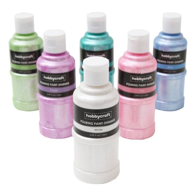 Shimmer Pouring Paints 118ml 6 Pack image number 1